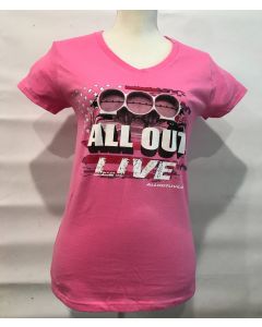 ALL OUT Live Official Event T Shirt - Women's- Pink V-Neck 